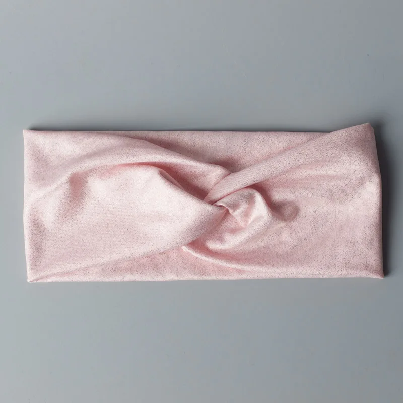 Geebro серебряные, в точку, широкие повязки для женщин, летняя мода, крест, тюрбан с узлом, вязаная повязка на голову для девочек, повязка на голову с бантом - Цвет: Pink Gold