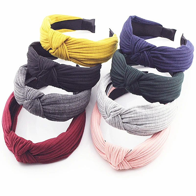 

Knot Cross Tie Solid 1 PC Fashion Hair Band Hairband Knitted rib Girls Bow Hoop Hair Accessories Velvet Twist Headband