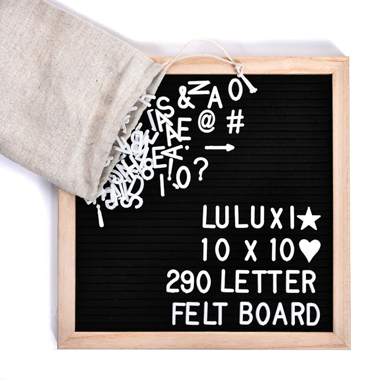 

Black Felt Quality Handmade Letter Board Set Changeable Wooden Message Board Sign Wood Frame Canvas Bag Wood Stand 290 Character