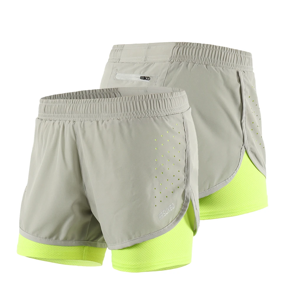 Женские шорты для бега 2 в 1, быстросохнущие спортивные шорты для йоги, короткие тренировочные шорты для бега для велосипеда и уличных видов спорта фитнес-шорты