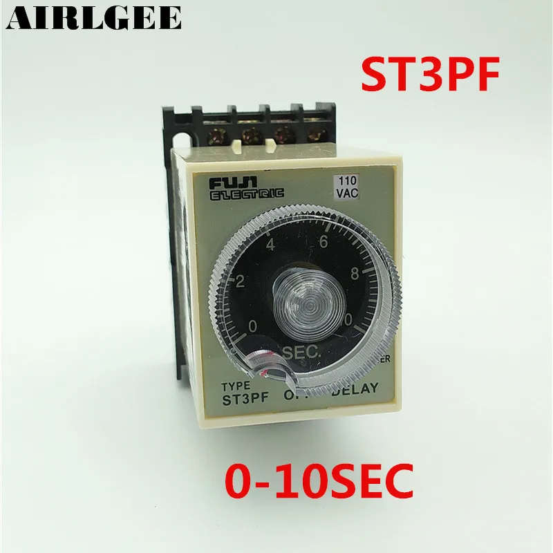

ST3PF 110V AC 8-Pin 1NO 1NC DPDT 0-10sec Off-delay Operation Time Delay Timer Relay Black