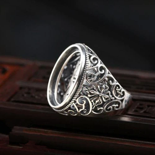 15x20 MM.Oval semi-mount Man ring setting sterling silver 925#295m