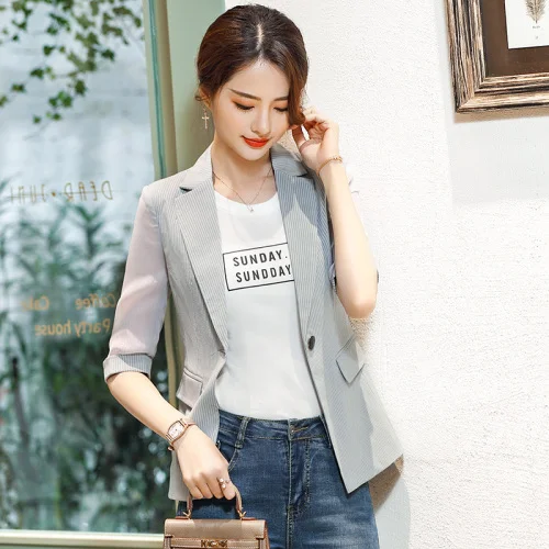2020 Spring Autumn Fashion Five-minutes Sleeved Leisure Women Suit New Style One Button Female Work Wear Slim Temperament Tops - 33055047972