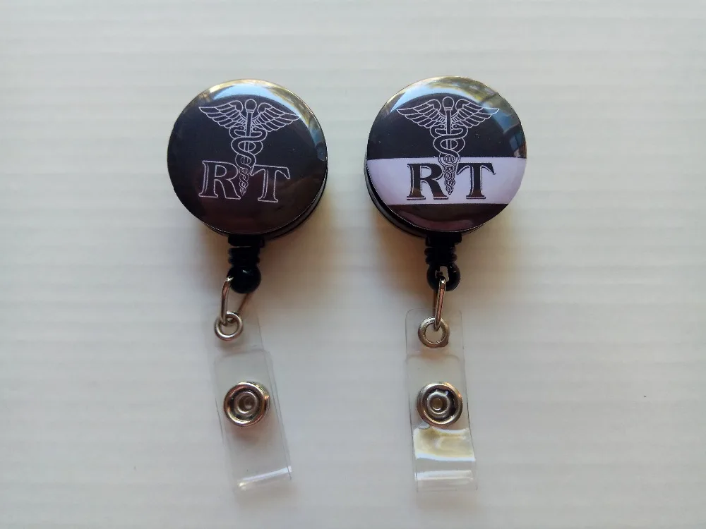 Respiratory Therapist RT Retractable Badge Holder (Black_Metal Clip