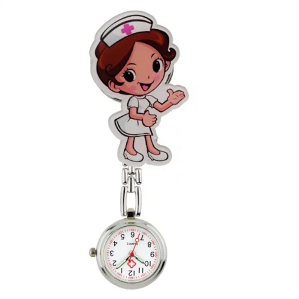 Прекрасный мультфильм для женщин мужчин дамы медсестры часы унисекс Доктор Медицинский брелок карманные часы клип повесить кварцевые часы больницы часы - Цвет: 1