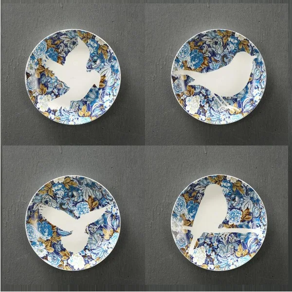  Creative Lovely Bird Ceramic Decorative Plate Living Room Office Bedroom Wall Hanging Plates - 32865375313
