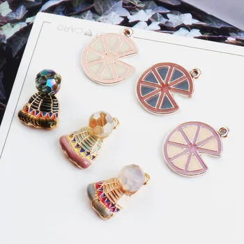 

2017 new style alloy drop oil cartoon rhinestone hats/colorful cake shape metal charms diy jewelry necklace/earring pendants