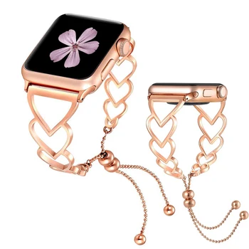 

Heart-shaped bracelet strap For Apple Watch 38mm 40mm 42mm 44mm Bracelet Women Stainless Steel strap for iwatch Bands girl gift