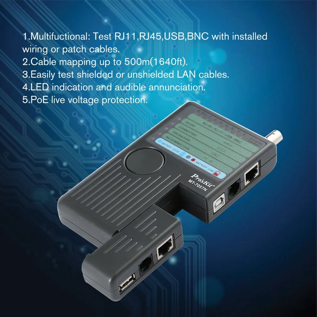 

MT-7057N Handheld Remote Network Lan Cable Tester RJ45 RJ11 USB BNC Cable Sniffer Wire Line Tracker Detector Finder