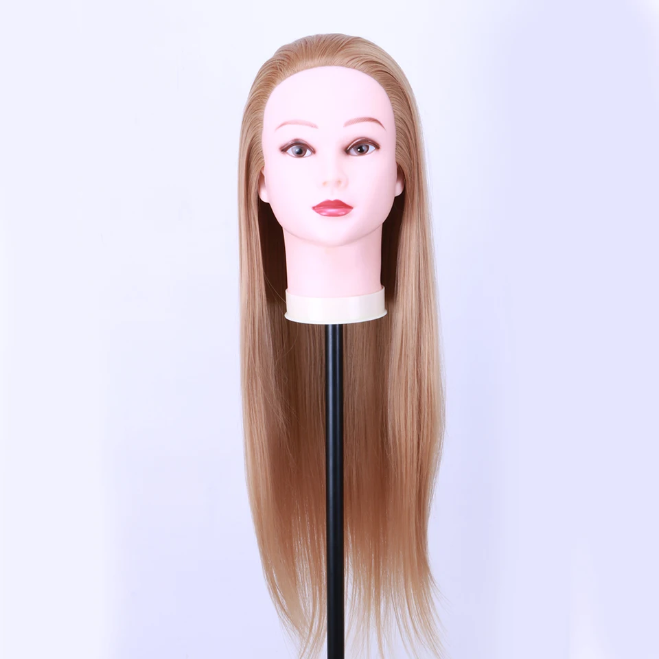 24" Heat Resistant Synthetic Fiber Hair Styling Mannequin Training Head