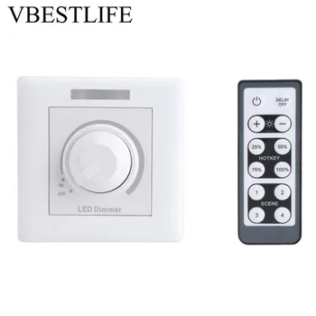 

Adjustable Dimmer Switch White Dimmer Switch Brightness Control With IR Remote Controller 200W For LED Light