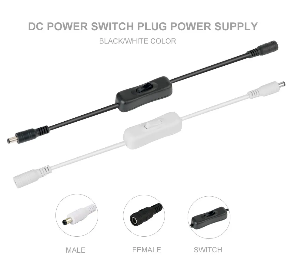 2-15 шт. 5,5x2,1 мм Выключатель питания постоянного тока разъем адаптера постоянного тока с замком пряжка мужской женский разъем для питания черный/белый цвет
