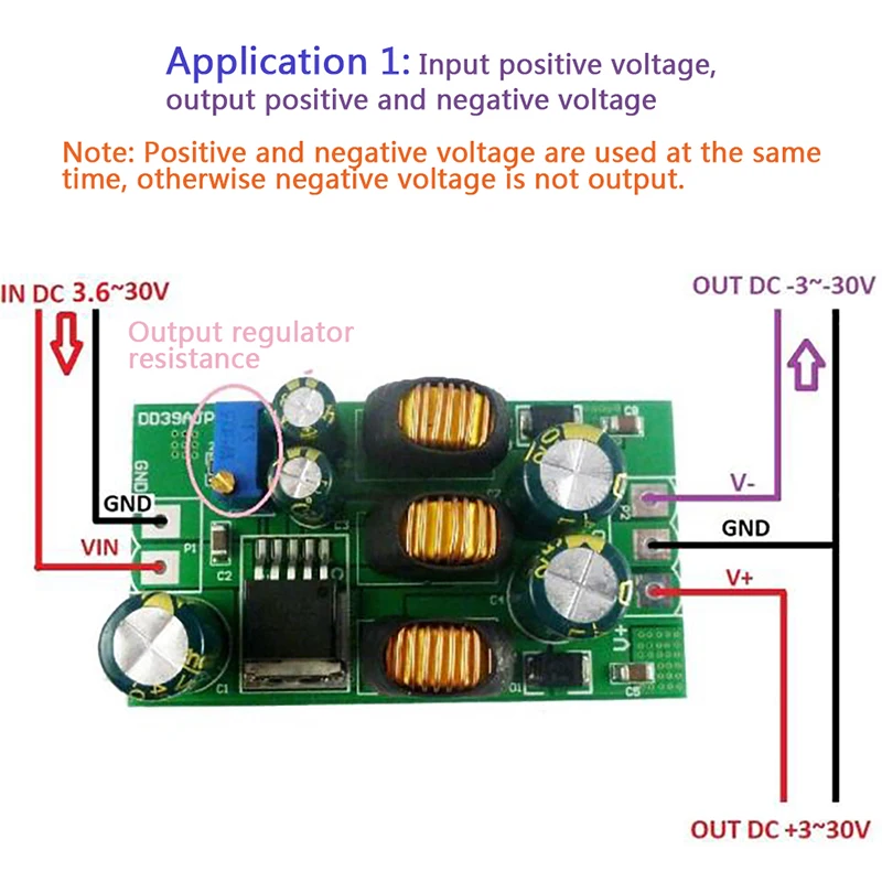 20W+- 5V 6V 9V 10V 12V 15V 24V Positive& Negative Dual Output Power Supply DC DC Step-up Boost-Buck Converter module