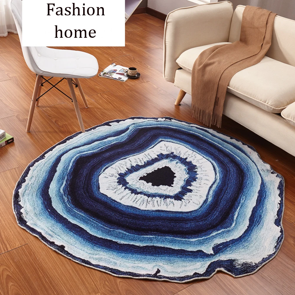  Country Style Nylon Fabric Tree Rings Wood Carpet and Rug Stripe Blue Lake Living Room Bedroom Rugs - 32822748401