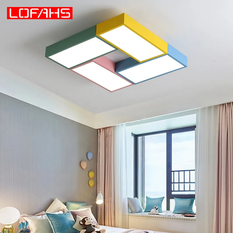 Günstig LOFAHS Moderne LED decke licht Bunte rechteck decke lampe leuchten für Kinder büro esszimmer schlafzimmer wohnzimmer