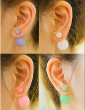 fashion Paragraph Hot Selling Fluorescent colors luminous simulated pearl earrings Double Side (16mm) Stud Earrings Big Earrings
