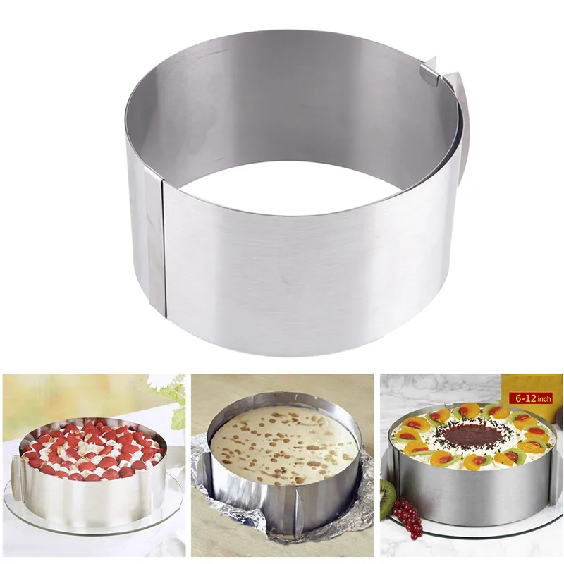 

cooking Practical Silver Retractable Stainless Steel Circle Mousse Ring Baking Tool Set Cake Mould Mold Size Adjustable Bakeware