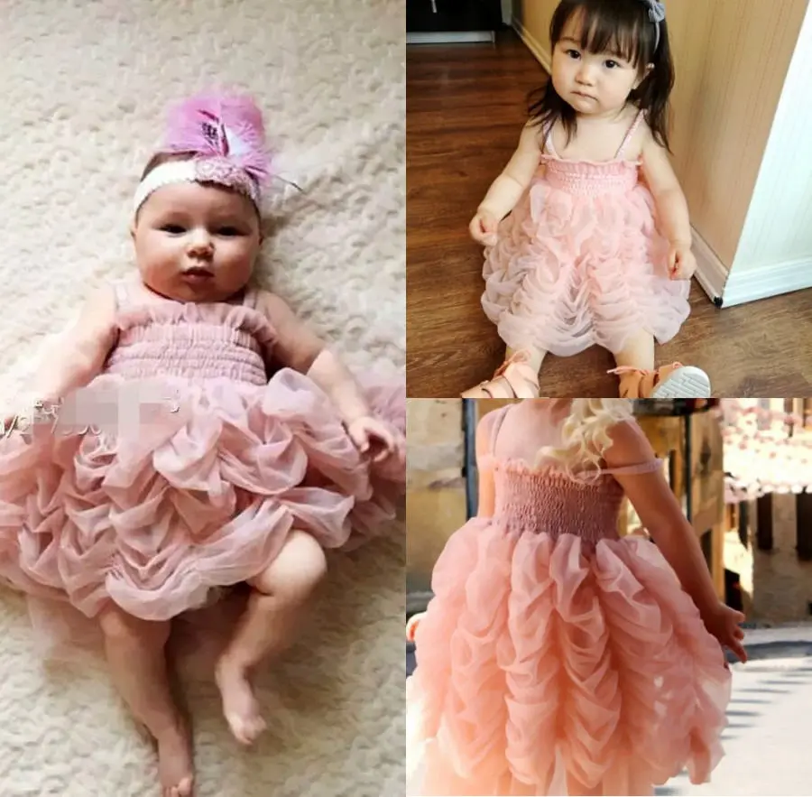Toddler Baby Girls Dress Fly Sleeve Floral Ruffle Princess Party Tutu Dress Casual Summer Outfits 2-6Y