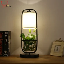 Современная простая настольная лампа в горшках для спальни/кафе/бара, декоративная настольная лампа в стиле сада, настольная лампа из железа и стекла