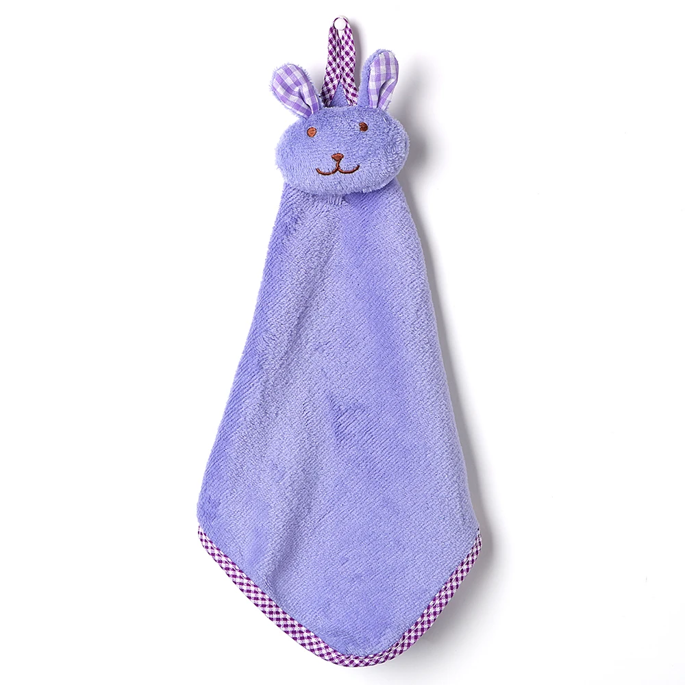 Мягкий коралловый бархат водопоглощающая ткань Dishcloths No Lint можно повесить подвесные полотенца для рук милый мультфильм кролик конфеты цвета