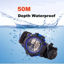 Выживания Открытый браслет часы аварийный Многофункциональный водонепроницаемый 50 м Паракорд нож компас термометр свистки первой помощи