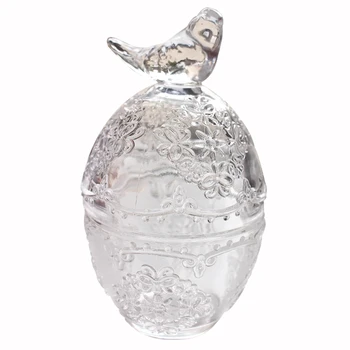 

Glass Bird Storage Jar Transparent Tea Jewelry Box with Lid Sugar Can Tea Caddies Egg Type Jar Tea Leaf Tin Containers Party Use