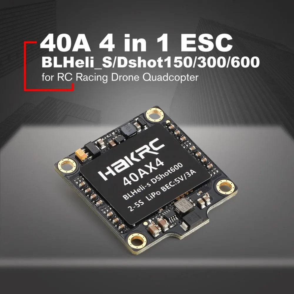 

40A 4 in 1 BLHeli_S/Dshot150/300/600 ESC Speed Controller with 5V BEC for RC Racing Drone Quadcopter Multicopter Accessories