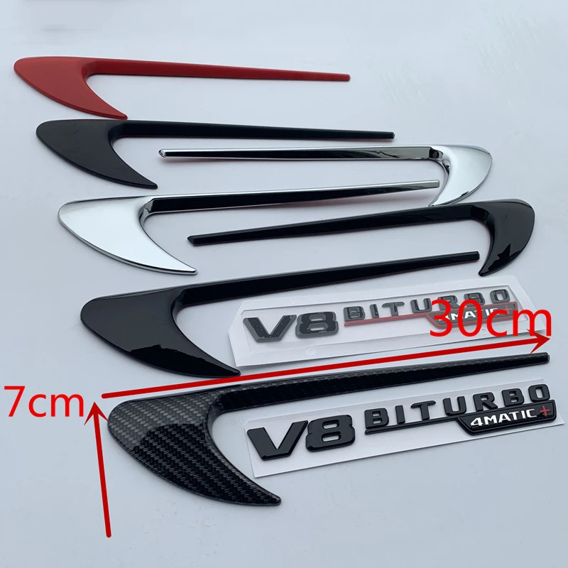 

Vent Fender Trim Emblem Blade Logo V8 BITURBO 4MATIC+ for Mercedes Benz AMG V8 C200 C300 E300 E400 W213 Car Styling Side Sticker
