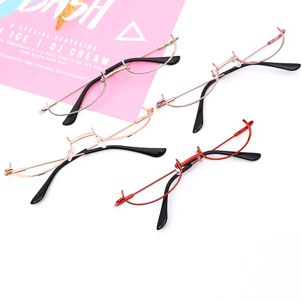 

Glasses Frame Half Frames Fashion Personality No Lens Myopia Cosplay Party Decoration Eyewear Metal Photography Eyeglasses