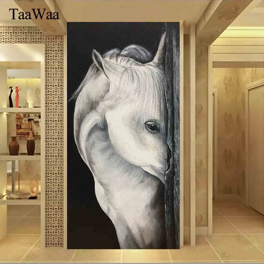 

TAAWAA Big Size White Horse Canvas Wall Decor Art Posters and Prints Nordic Painting Picture for Living Room Home Decoration
