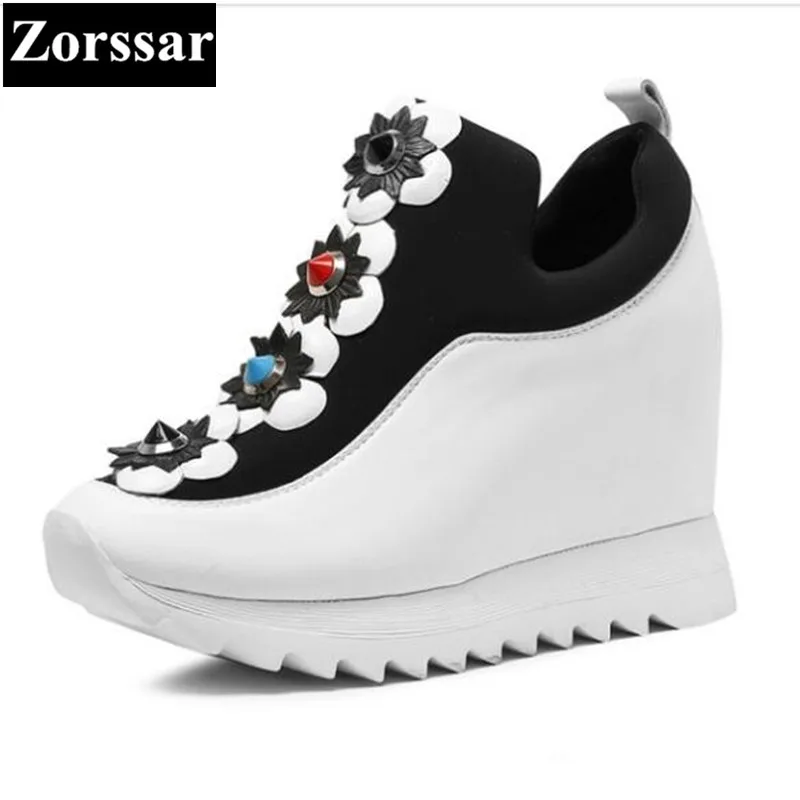 

{Zorssar} 2017 Fashion flowers Women High Heels ladies wedge shoes Platform Pumps Woman height increase shoes casual Women shoes