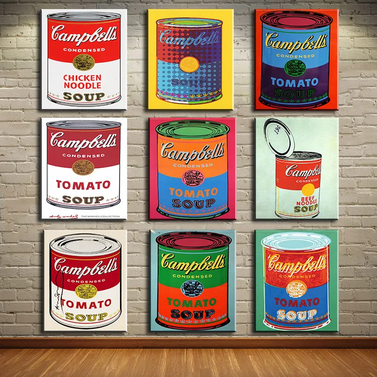 

study 9 PCS set campbell-s-soup-can-beef oil painting Prints Painting on canvas No frame Pictures Decor For Living Room