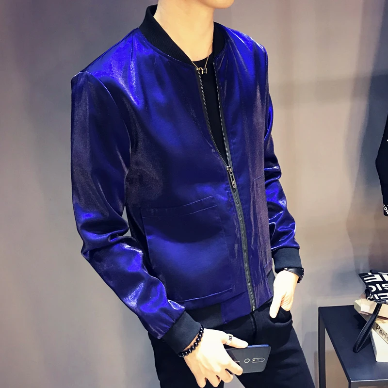 تسلق الأسود الأزرق سيلفي الأخضر سترة الرجال صالح سليم BomberJacket الرجال شارب Jaquetas Masculino يتوهم DJ نادي الزي منفذها أوم