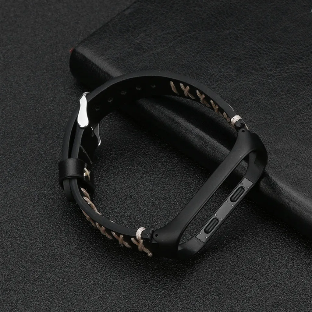 Ремешок кожаный для Xiaomi Mi Band сменный Браслет из нержавеющей стали 4
