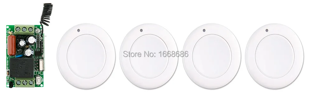 

New AC220V 1CH 10A RF Wireless Remote Control Switch System receiver & 4*White wall Panel Sticky relay Remote Smart Home Switch