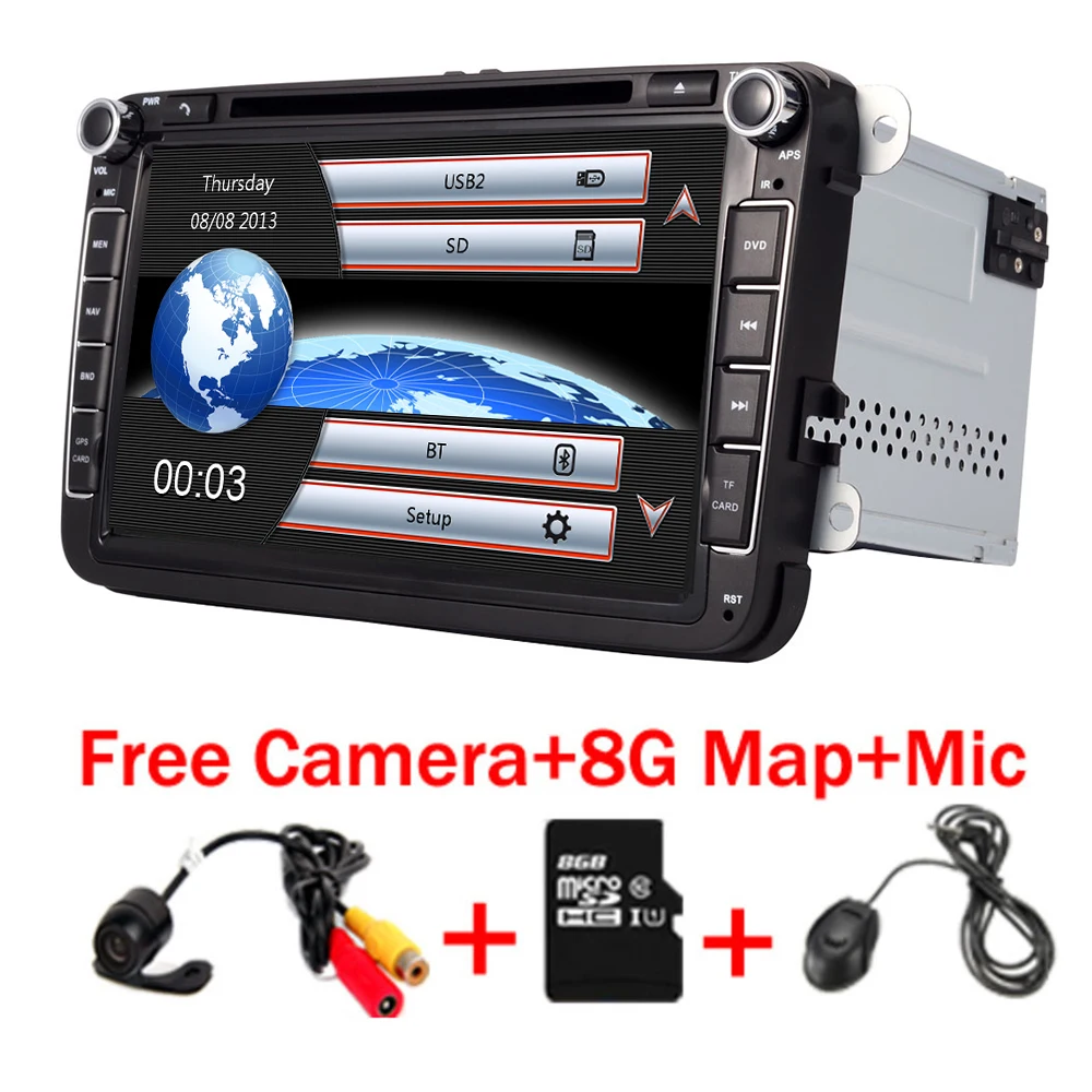 2 Din 8 дюймов Автомобильный dvd-плеер для VW POLO PASSAT Golf Skoda Octavia SEAT LEON с 3g радио gps навигация 1080P FM камера