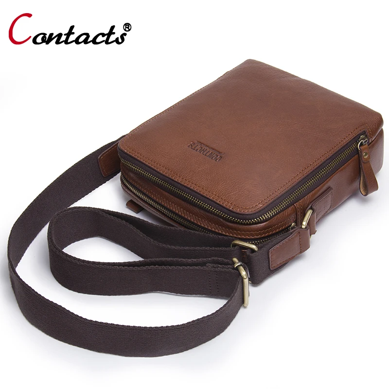 Contact's Genuine Leather Bag Men Shoulder Crossbody Bags For Men