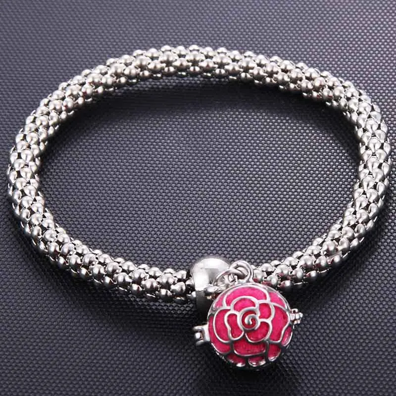 

Rose Cage Silver Creative Perfume Diffusion Corn Chain Bracelet Elastic Exquisite Aroma Bracelet Ladies Fashion Jewelry Gift