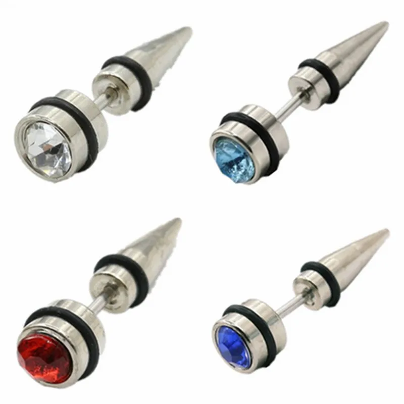 

1pc Fashion 316L Punk Stud Earrings 2018 Earring Charm Rhinestone Silver Jewelry Unisex Sexy High Quality for Women Men