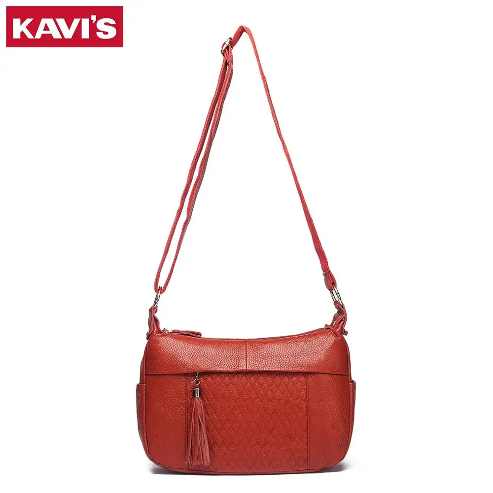 KAVIS genuine leather women shoulder bag female high quality messenger handbag lady designer high qualiity Brand crossbody