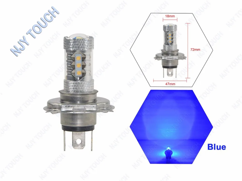 

1PCs H4 HB2 Blue 80W 16LEDs DC9V-24V 800Lm Fog Driving Light Headlight Bulbs High Power