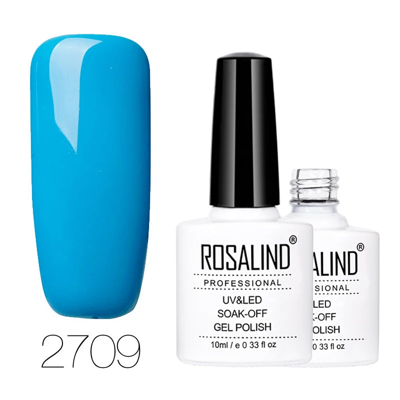 2709 ROSALIND гель 1 S 10 мл синий цвет белый лак для ногтей УФ светодиодный Блестящий лак для ногтей Полупостоянный гель лак - Цвет: 2709