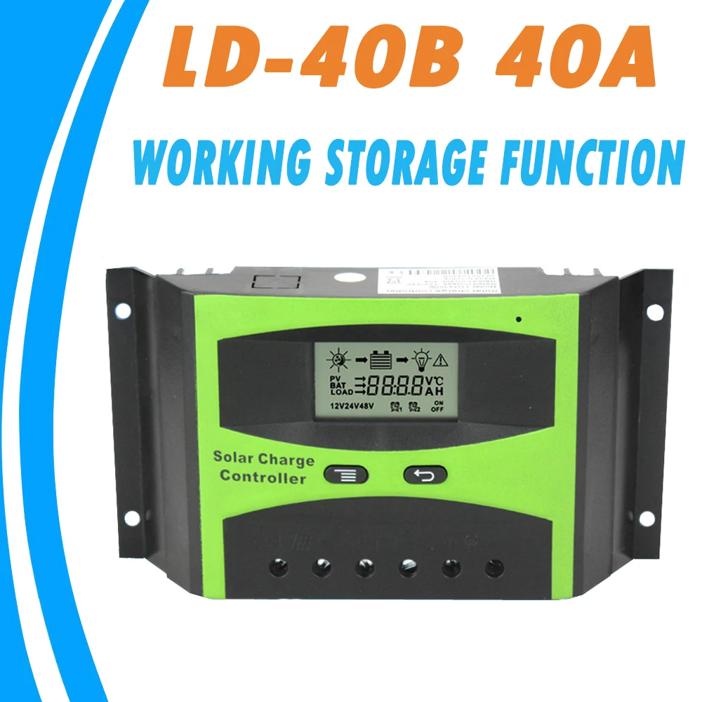 PWM Solar Charge Controller 40A 12V 12V Auto Switch LCD Solar Regulator