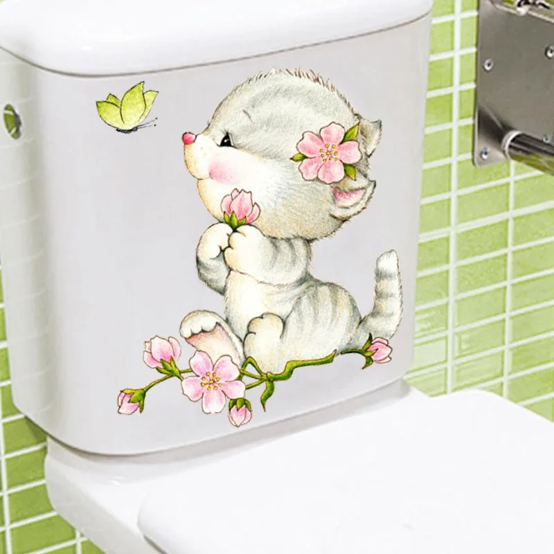 

3D Vivid Lovely Cats Wall Stickers For Kids Rooms Bathroom Toilet Home Decor Cartoon Animal Wall Decals Diy Mural Art