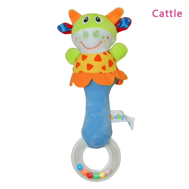 Transparent Doll Teether Rattle Props Baby Hand Puppet Stick Baby Puzzle Cartoon Animal Infant Funny Baby Rattle Stick Toy - Цвет: C