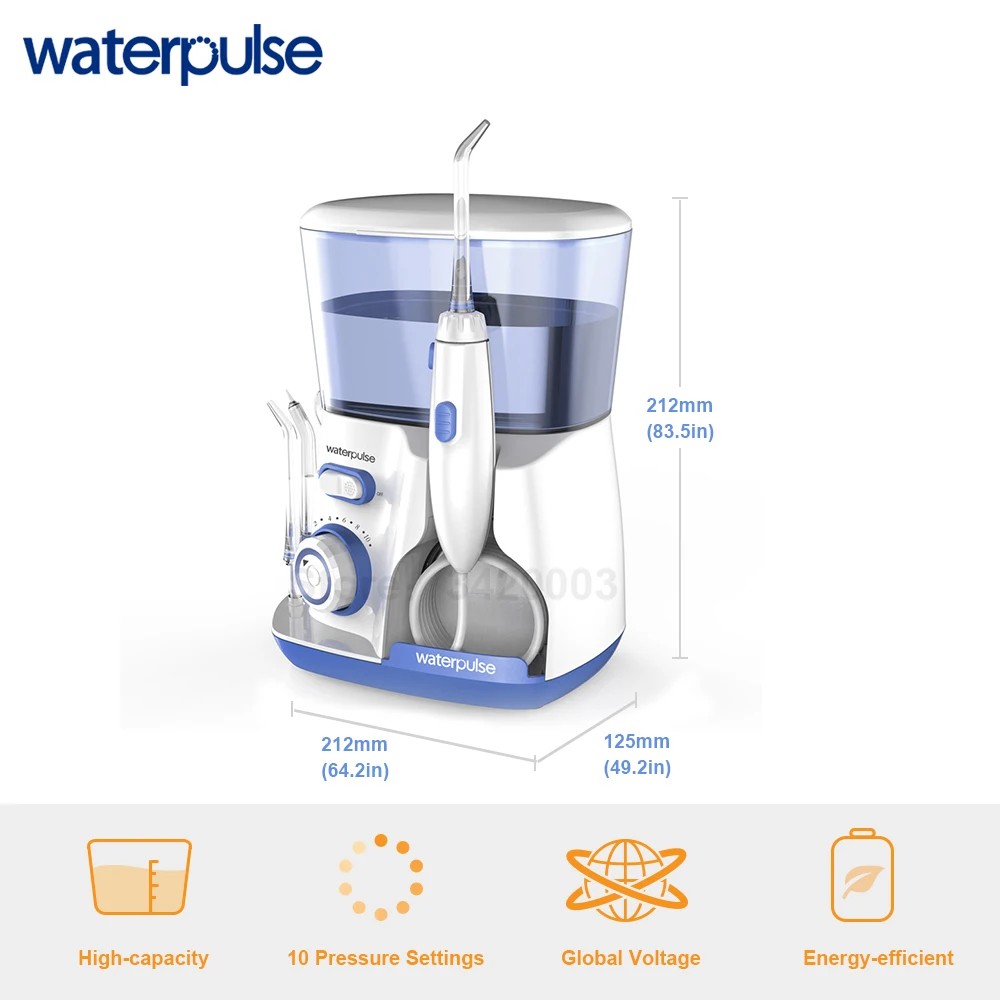 Waterpulse V300 Oral Irrigator Water Flosser Dental Flosser With 5 Jet Tips and Case Electronic Dental Irrigator Teeth Cleaner