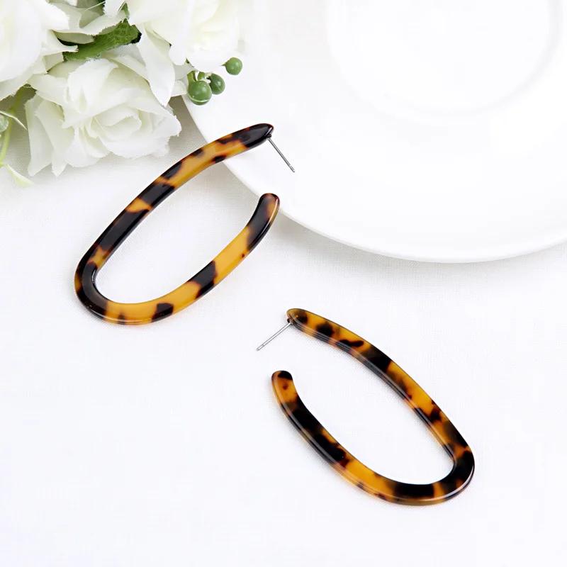 Beadsland Acetic Acrylic Oval Shapped Hyperbole Hoope Earrings Fashion Elegent Design Women Girl Gift 38763