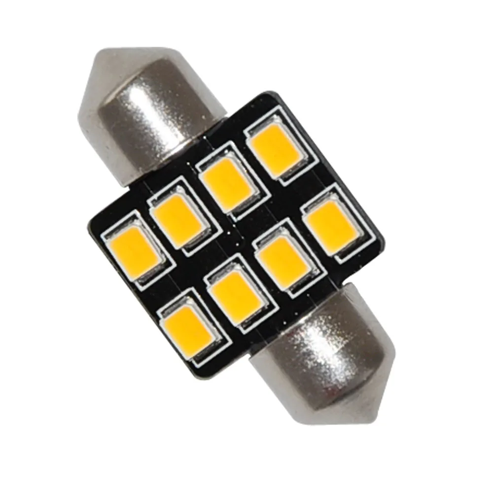 1PCS Warm White 32MM 39MM 42MM 2835 SMD 8 10 LED Car Led Interior Dome Door Light Lamp Bulb 12V