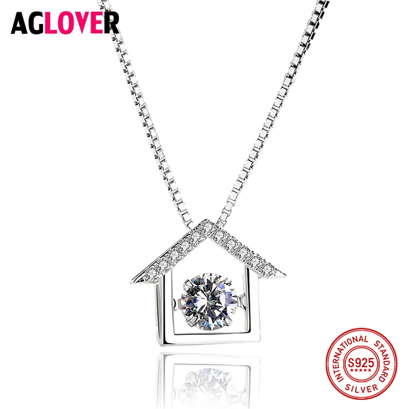 

925 Sterling Silver Fashion Geometric Triangle Necklace Whit Movable Zircon Crystal Women Necklace Necklace Jewelry