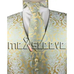 Костюм/вечерние костюм/смокинг Пейсли модные золотые waistcaot 4 шт. для свадьбы жилет + галстук-бабочка + hanky